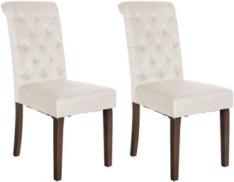 Clp Set De 2 Sillas De Comedor Lisburn En Tela O Terciopelo Crema Terciopelo