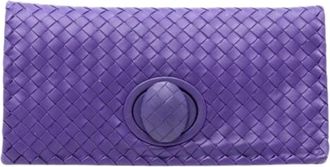 Bottega Veneta Pre-owned Clutches, female, Purple, Size: ONE SIZE Pre-owned Woven Nappa Leather Clutch