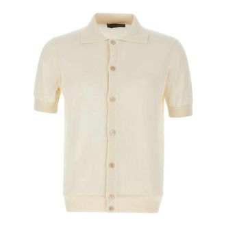 FILIPPO DE LAURENTIIS Korte Mouw Gebreide Shirt - Heren - Vesten - Wit - L - Katoen - Truien & Vesten