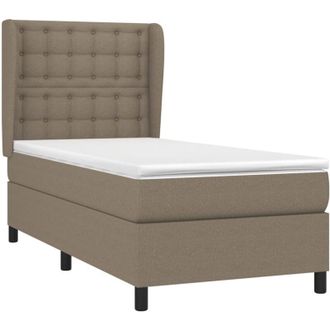 vidaXL Cama Box Spring Con Colch&oacute;n Tela Gris Taupe 80x200 Cm Vidaxl