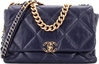 Chanel 19 Flap Bag Quilted Leather Maxi crossbody bag - Blu