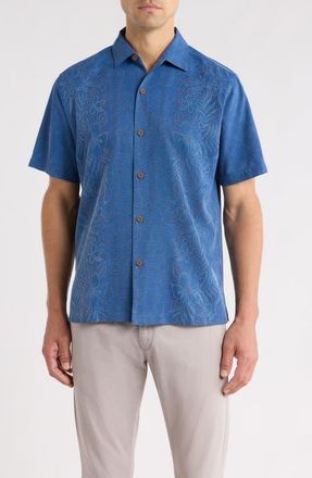 Tommy Bahama Kona Luxe Silk Button-Up Shirt in Dockside Blue at Nordstrom, Size Xxx-Large