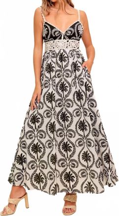 Flying Tomato Printed Woven Maxi Dress In Black/cream