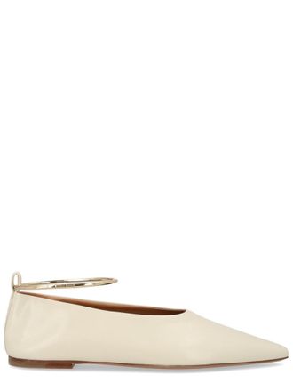 Jil Sander Neutral Metallic Anklet Smooth Leather Flats