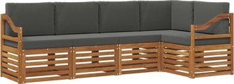 vidaXL Conjunto De Sof&aacute;s De Exterior 5 Uds. Natural Y Antracita Vidaxl