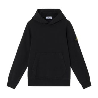 Stone Island Hoodies & sweatvesten, Heren, Zwart, 2Xl, Katoen, Zwarte Sweater met Capuchon en Logo