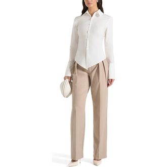 Mani&egrave;re De Voir Sonia Tailored Cotton Cinch Shirt in Off White at Nordstrom, Size 10
