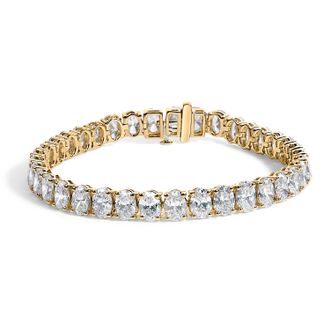 House of Brilliance IGI Certified 14K Yellow Gold 18 1/2 Cttw Oval Cut Lab Grown Diamond Tennis Bracelet