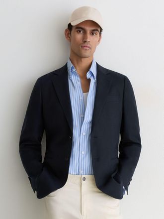 Reiss Stone Linen Baseball Cap