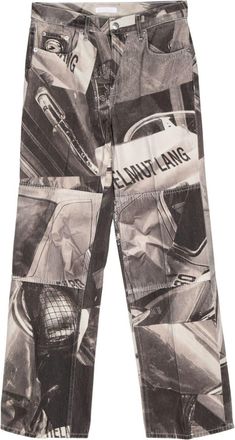 Helmut Lang car-print mid-rise straight-leg jeans - men - Cotton - 32 - White