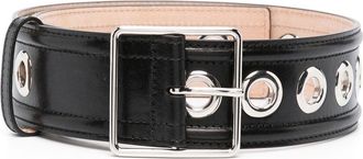Alexander McQueen eyelet-embellished detail belt - women - Calf Leather - 85 - Black