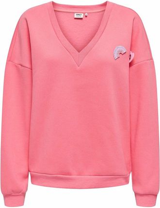 Only Sweater met V-hals en gekleurde badge