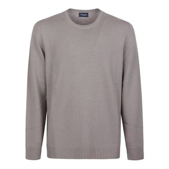 Drumohr Round-neck Knitwear, male, Gray, XL, Round Neck Jumper