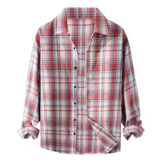 Generic Mens Formal Shirts 2024 Plain Long Sleeve Xmas Top Mens Autumn Casual Basic Plaid Shirt Lapel Single Breasted Long Sleeved Shirt Mens 2025 Tops Xmas C