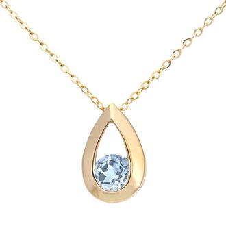 Diamant L'&eacute;ternel Womens 9ct Yellow Gold 0.30ct Blue Topaz Tear Drop Pendant + 18 Chain - One Size