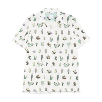 Paul Smith Wit overhemd - Heren - Korte mouwen Overhemden - Veelkleurig - L - Katoen - Overhemden