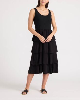 Ellen Tracy Womens Knit Tank Top Tiered Dress