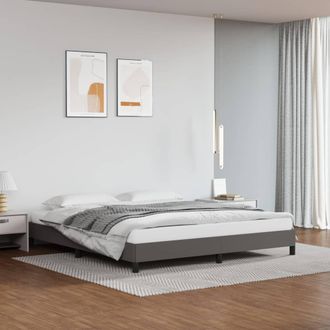 vidaXL Vidaxl - Estructura De Cama Sin Colch&oacute;n Cuero Sint&eacute;tico Gris 180x200 Cm