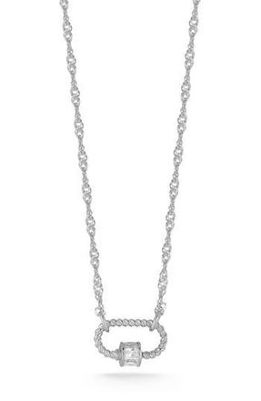 Sphera Milano Oval Lock Cubic Zirconia Pendant Necklace in Silver at Nordstrom Rack