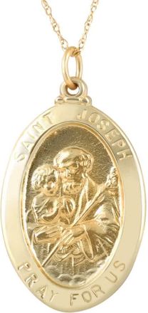 Pompeii3 14k Yellow Gold St. Joseph Medal Pendant 1 Tall 2.5 Grams