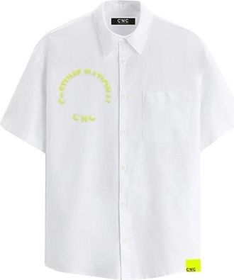 Costume National Herenoverhemd Klassieke Stijl - Heren - Korte mouwen Overhemden - Wit - XL - Katoen - Overhemden