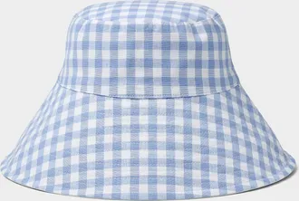 Simons Womens Wide gingham-brim bucket hat