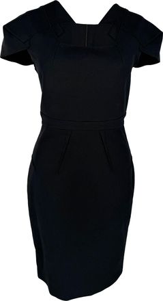Roland Mouret Square-Neck Midi Dress in Black Cotton