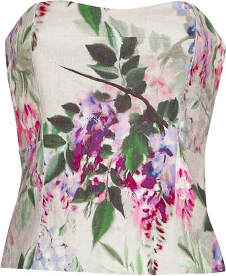 Cara Cara Agnes floral-print strapless top - Neutrals