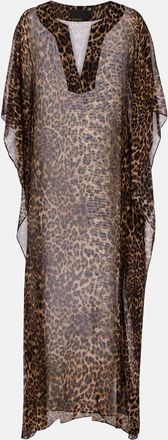 Nili Lotan Erica leopard-print semi-sheer silk kaftan