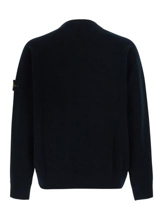 Stone Island Crew Neck Wool-Blend Sweater - Black