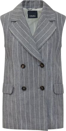 Max Mara Grey Stripes Notched Lapel Blazer