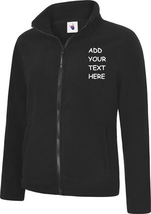 Generic Personalised Left Chest Text Any Text UC608 Ladies Classic Full Zip Fleece Jacket (2XL, Black)