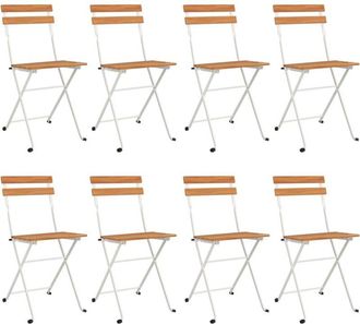 vidaXL Vidaxl - Folding Bistro Chairs 8 pcs Solid Wood Acacia and Steel