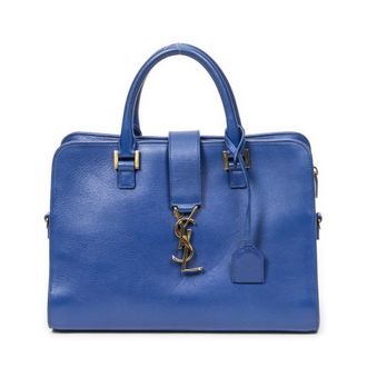 Saint Laurent Pre-owned Womens Small Monogram Cabas Shoulder Bag - Blue - One Size