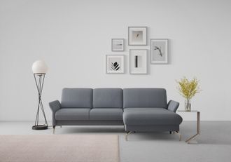 Sit&more Ecksofa »Fashion L-Form« wahlweise mit Kopfteilverstellung, Vorziehsitz, motorisch, Nickelfüsse