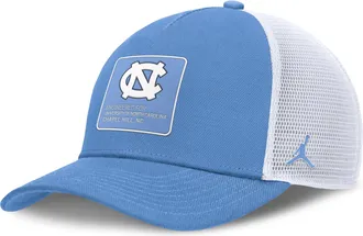 Nike Jordan North Carolina Sideline Gameday Rope Jordan Brand College Trucker Adjustable Hat in Blue | JC9719NPNCN-Z6W