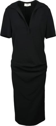 Fendi Kleedjes, Dames, Zwart, S, Leer, Lange Getailleerde Jurk