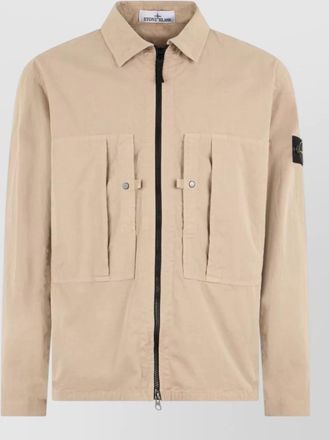 Stone Island cotton jacket collared long sleeves buttoned pockets
