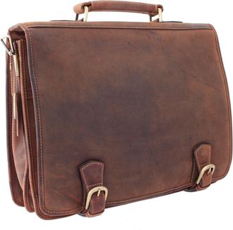 Visconti HULK Oiled Leather Briefcase With Carry Handle And Detachable Shoulder Strap 16134 Oil Tan