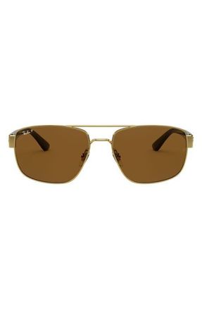 Ray-Ban Polarized 55mm Aviator Sunglasses in Gold/Brown at Nordstrom