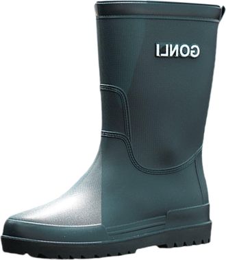 Generic Mens Ankle Fishing Deck Boots Rubber Rain Shoes for Sailing Fishing Garden Boating Waterproof Non-Slip Rain Shoes (Green, 8.5)