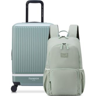 Florence By Mills 2 Piece Set - Spin Me Away Expandable 20 Carry-On Spinner & Fresh Start Backpack Set in Sage Green at Nordstrom