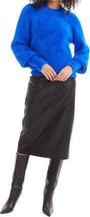 Allison New York Fuzzy Kora Sweater In Cobalt