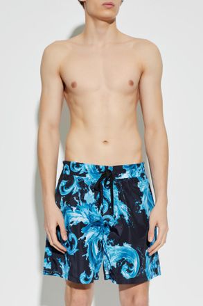 Versace Jeans Couture Shorts With barocco Print, Mens, Blue