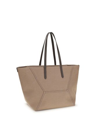 Brunello Cucinelli Womens Canvas Bc Tote Bag Camel Outer: Cotton Shoulder