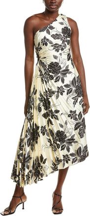 Nicole Miller Accordion Pleated One-Shoulder Midi Dress