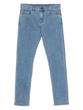 Canali logo-patch jeans - Blue