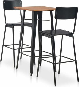 vidaXL Vidaxl - Conjunto De Mesa Alta Y Taburetes 3 Piezas Acero Negro
