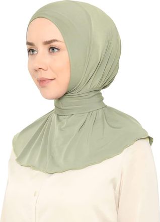 World of Shawls Ready To Go Instant Hijab for Ladies Girls Women With Tie Back Buttons Premium Quality Jersey Scarf (Sage Green)