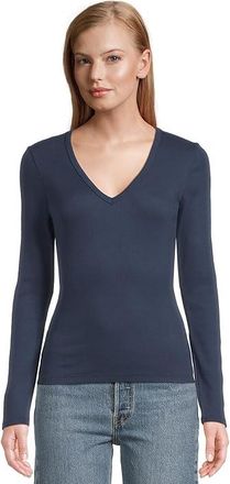 Michael Stars Remi V-Neck T-Shirts Womens Clothing Nocturnal : LG (US 8-10), Cotton/Modal/Spandex